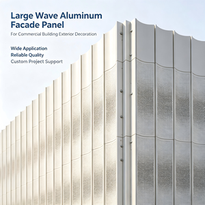 Panneau de façade en aluminium à grandes ondulations, revêtement extérieur perforé, mur-rideau personnalisé pour projets commerciaux - Product Image 1