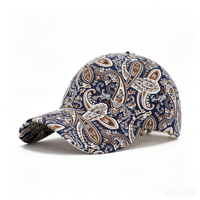 Casquette de baseball Oxford haut de gamme personnalisée de luxe vintage ethnique 100% Coton 6 panneaux, style Dad Hat, pour le sport, motifs Camouflage, Léopard, Feuille, à pois, Fruit, 5 panneaux