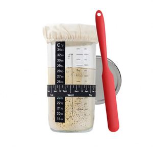 Kit de fermentación de masa madre de vidrio con báscula medidora y espátula de silicona - Product Image 1