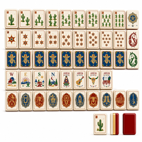 Jeu de Mahjong Américain Thème Cowboy du Far West 166 Pièces – Tuiles de Mahjong à Motif Rétro Personnalisé – Jeu de Société