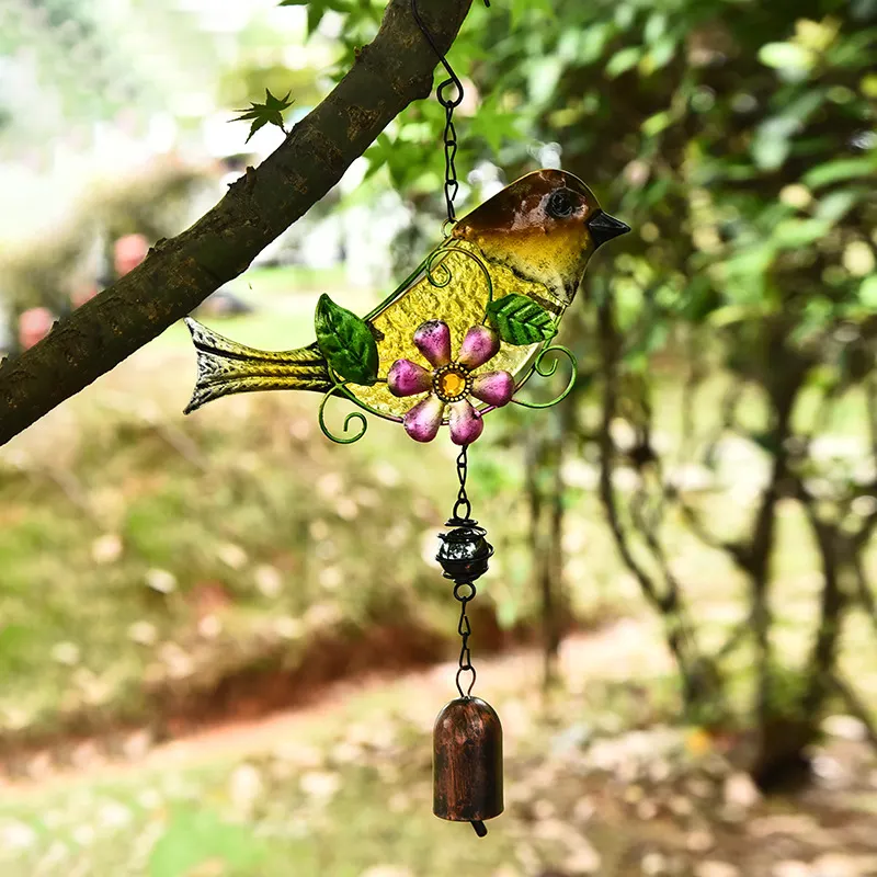 Модный фэн-шуй садовый декор глубокий тон металлическая птица ветер Колокольчик для улицы