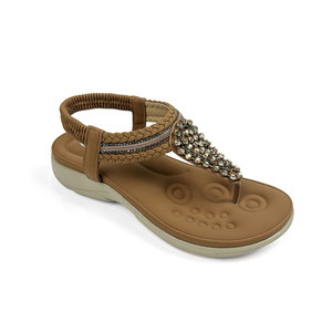 <span class=keywords><strong>Sandali</strong></span> QKQ con strass a grappolo e cinturino intrecciato, da donna, con zeppa bassa, slingback, stile boho, comodi per l'estate - Product Image 3