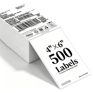 Étiquettes d'expédition thermiques adhésives à code-barres, encre noire, 4x6, imperméables, tailles personnalisées, vente en gros, pour promotion commerciale - Product Image 1