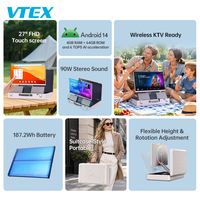 Ordinateur tout-en-un portable de 27 pouces avec écran tactile 10 points, processeur RK3576, 4 Go de RAM, 64 Go de ROM, Android 14, pour l'extérieur