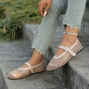 Chaussures plates Mary Jane pour femmes, à bout fermé, en maille ajourée, souples, style poupée, avec bride à boucle, décontractées, Été 2026, Vente en gros <span class=keywords><strong>RST</strong></span> - Product Image 2