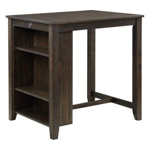 DB Transitional Design Dark Cherry Finish Lot de 3 pièces Ensemble de salle à manger à hauteur de comptoir Table avec étagère de présentation et 2 ports USB - Product Image 2