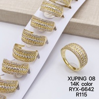 Bague multi-styles pour femme Xuping Jewelry, en cuivre plaqué or 14 carats, ornée de zircone cubique synthétique, style vintage et tendance, idéale pour les fêtes et les cadeaux.