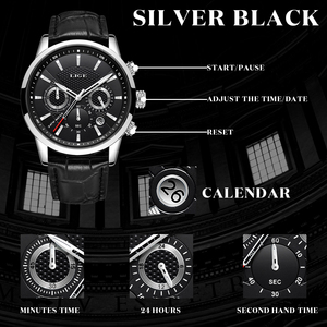 Montre à quartz LIGE LG9866, échantillon d'usine, montre pour homme, montre de mode, montre en cuir, chronographe étanche, montre de sport + boîte - Product Image 6