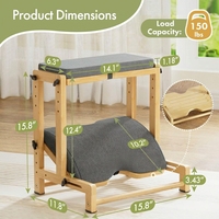 Nouveau repose-pieds de bureau en bambou à deux niveaux, réglable, ergonomique, avec coussin, repose-pieds de bureau pour le bureau, les jeux et les études