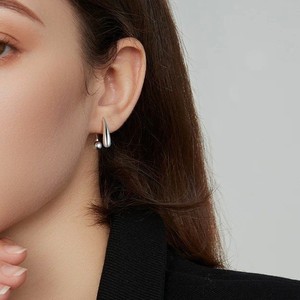 Joyería Fina, Pendientes de Plata de Ley 925 en Forma de U, Pendientes de Aro Minimalistas con Forma de Lágrima para Mujer, Regalos - Product Image 4