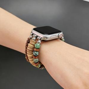 <span class=keywords><strong>Bracelet</strong></span> de montre en perles de <span class=keywords><strong>bois</strong></span> pour <span class=keywords><strong>Apple</strong></span> <span class=keywords><strong>Watch</strong></span> Series 10, style rétro, largeur 22 mm, boucle à nœud coulissant, best-seller transfrontalier - Product Image 2