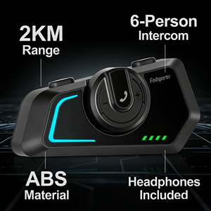 Walkie Talkie para Casco <span class=keywords><strong>Fodsports</strong></span> PRO con Alcance de 2KM, Intercomunicador para 6 Personas, Accesorios para Motocicleta ABS, Auriculares Incluidos - Product Image 3