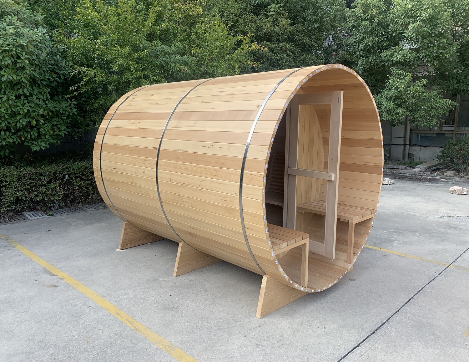 Saunaking Outdoor Traditionelles Dampf fass Traditionelle Dampfs auna Outdoor Fichte Sauna Zimmer 3-4 Personen Outdoor Barrel Sauna