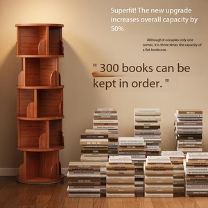 Étagère à livres rotative à 360 degrés en bois massif, bibliothèque d'<span class=keywords><strong>angle</strong></span>, étagère de rangement pour salon, chambre, bureau, gain de place - Product Image 5
