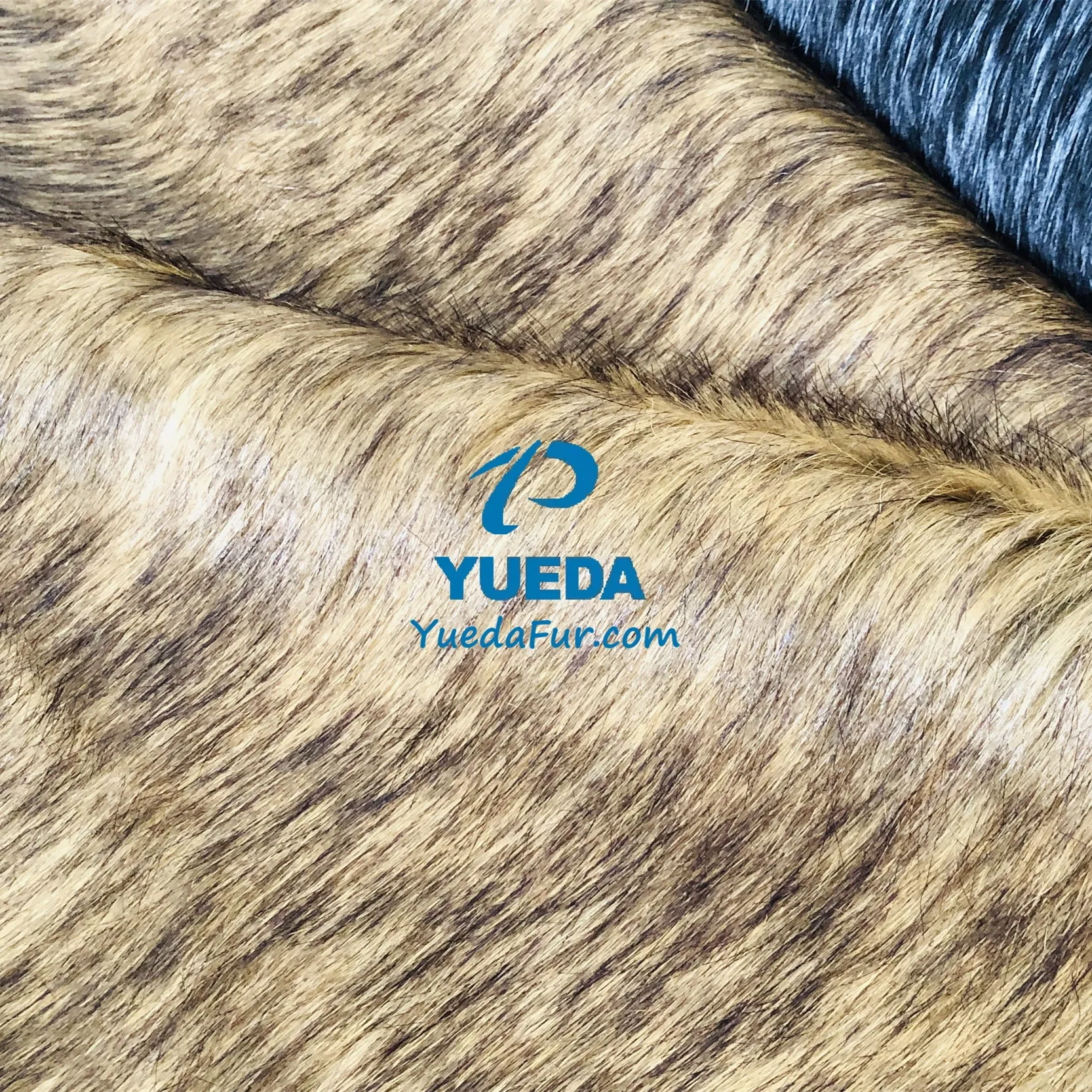 [YUEDA Bulu Pabrik] Faux raccoon bulu palsu, warna krem berambut panjang kain bulu