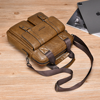 Nouveau sac à bandoulière en PU léger, résistant à l'usure, multi-compartiments, vintage, simple, pour homme, pour le bureau et les affaires
