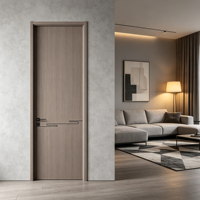 Porte en PVC polymère WPC minimaliste à 6 panneaux, finition personnalisée, pour salle de bain, salon et chambre à coucher
