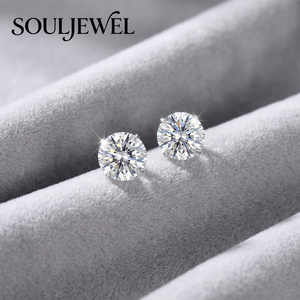Pendientes de Plata 925 Clásicos Souljewel con Circonita de 1ct y Cuatro Puntas, Baño de Rodio, Unisex, Circonita Cúbica Brillante para Uso Diario - Product Image 4