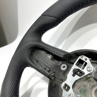 Volant en cuir pleine fleur pour BMW Mini R56 R51 R52 R53 R50 R55 avec garniture en cuir perforé et finition carbone, surpiqûres noires pour MINI