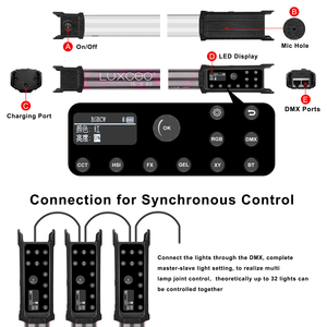 Luxceo p120s 30W ứng dụng DMX kiểm soát <span class=keywords><strong>video</strong></span> bắn phim làm Chế độ âm nhạc RGB đầy đủ màu sắc 3000LM phim chụp LED ống ánh sáng - Product Image 5