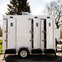 Remorque de toilettes extérieure homologuée DOT à 3 postes, durable et portable, avec climatisation, pour chantier de construction