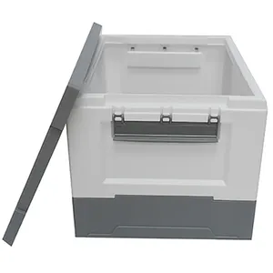 갤런 블랙 바디 옐로우 뚜껑 플라스틱 도구 야외 접이식 보관 상자