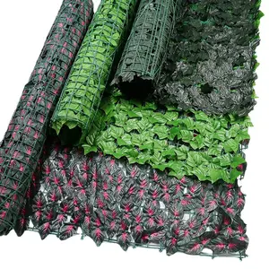 Rede de folhas falsas de plástico, cerca para planta verde e jardim da varanda, simulação de decoração de folhas