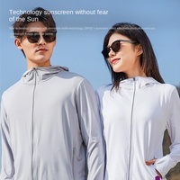 Veste de protection solaire légère et respirante pour l'été, UPF50, avec capuche intégrale, couleur unie, infroissable, coupe ample, fermeture éclair