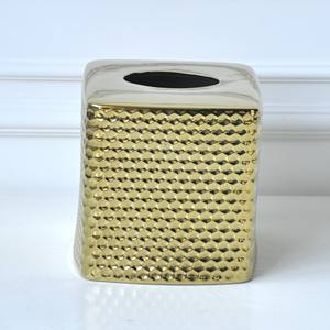 ชุดอุปกรณ์ห้องน้ำเซรามิกโรงแรมเจียซุ่น ชุดหรูหราเคลือบทอง 6 ชิ้น ที่จ่ายสบู่เหลว กระป๋องใส่ของ ถังขยะ - Product Image 6