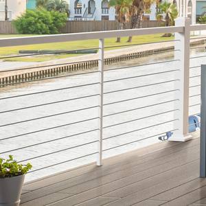 Garde-corps en aluminium <span class=keywords><strong>Oceanview</strong></span>, pare-vent en aluminium avec embouts en métal noir pour terrasses côtières - Product Image 5