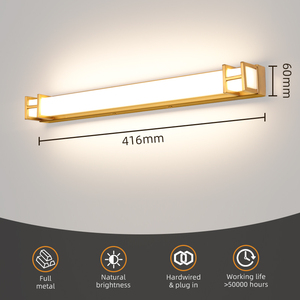 Modern LED Wall Lamp <b>Gold</b> Aluminum Alloy Rectangle White Shade 3500K Warm Light Bathroom <b>Mirror</b> Light Wall Mounted - Product Image 2