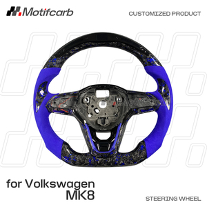 Volante Deportivo Personalizado de Fibra de Carbono Forjado con LED Azul y Agarres Azules para Volkswagen MK8 Golf R GTI Touareg Jetta Tiguan 2020-2025 - Product Image 2