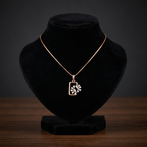 Rose Gold Diamond Pendant <b>Necklace</b> With Round Brilliant Cut Natural Diamonds Minimalist Design For Women Everyday Wear - Product Image 4