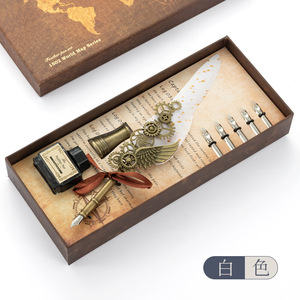 Retro divit kalem İngiliz öğrenci Dip Metal dolma kalem doğum günü hediyesi takım makineleri tüy kalem - Product Image 2