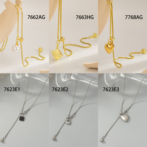 Atacado: Colar Feminino de Aço Inoxidável com Corrente Deslizante Tipo Cobra, Pingente de Coração 3D Banhado a Ouro 18K e Cordão Ajustável em Formato Y - Product Image 4