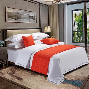 A venda quente do hotel tamanho completo 250T branco cama macia cobre o jogo do fundamento do algodão egípcio