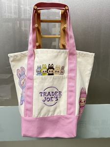 Bolsas de Lona Personalizadas con Bordado de Trader Joe's, Bolsas Reutilizables con Estampado de Labubu, Bolsas de Lona de Diseño en Colores Pastel - Product Image 5