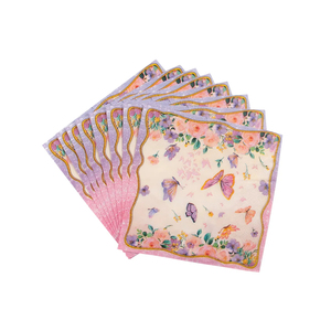 蝴蝶派对用品餐具套装，适合 10 位客人 蝴蝶春季花卉女孩生日派对纸盘餐巾装饰 - Product Image 2
