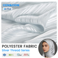 Voile en polyester jacquard rayé A3 avec fil argenté, résistant aux plis, pour châle et usage quotidien féminin