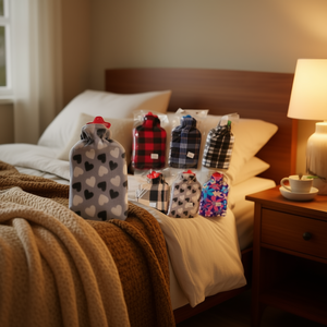 Elastic Fit Hot Water Bottle Large Size Plaid Pattern Mixed Colors 6 Pack - Product Image 2