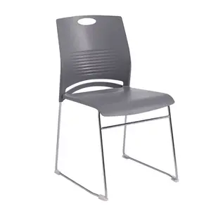 Modern Waiting Train Room Mobiliário Executivo Barato Empilhável Sem Braços Ergonômico Metal Trenó Base PP Plastic Office Visitor Chair