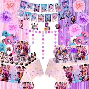 Décorations de fête d'anniversaire sur le thème du groupe K-POP Witch Hunter : guirlandes, assiettes en papier, gobelets, serviettes, ballons – Vente chaude - Product Image 1