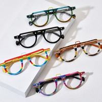 Gafas de acetato multicolor, diseño de marca Wome, montura de gafas redondas, gafas ópticas, gafas transparentes