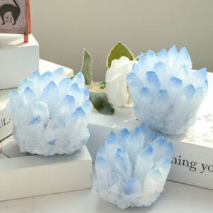 คริสตัลสีน้ำเงินประดิษฐ์ กลุ่มคริสตัลบำบัด ของตกแต่งบ้าน ตัวอย่างแร่ธาตุ งานฝีมือเรกิ ของประดับตกแต่ง ของขวัญเสริมฮวงจุ้ย ขายส่ง - Product Image 4