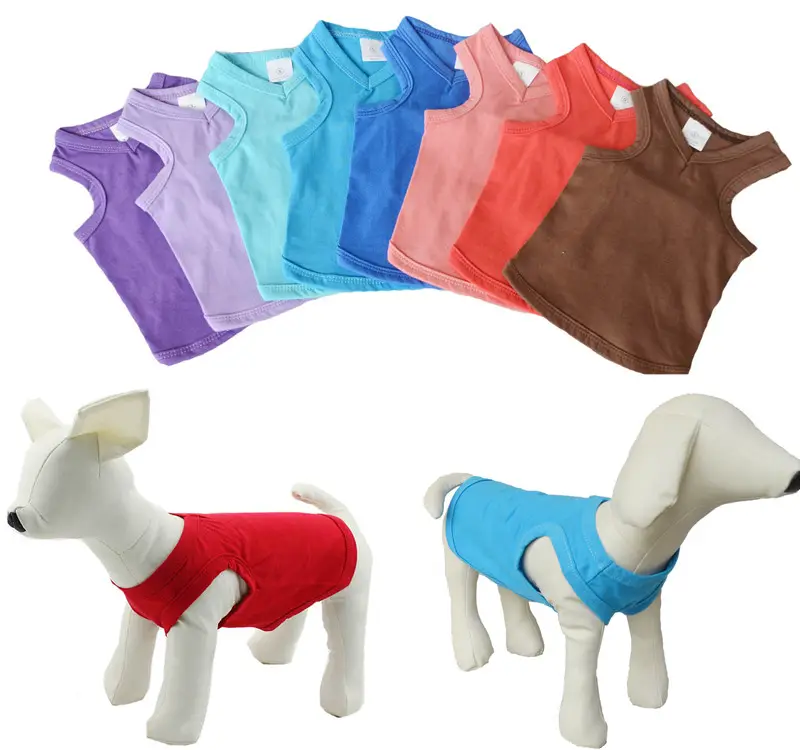 Wholesale cotton cheap blank sleeveless v neck t shirts for pet dog
