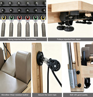 Reformer de Pilates en bois de chêne avec demi-tourneuse |   Ensemble commercial 5 pièces pour salle de sport et studio |   Appareil de musculation à résistance réglable