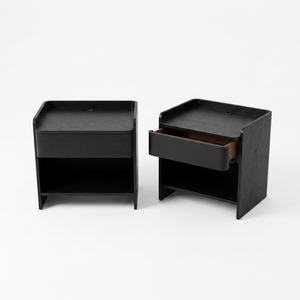 Retro‑Touched Solid Timber Bedside <b>Cupboard</b> With <b>Pull</b>‑Out Drawer for Domestic Bedroom Hotel Guest Room <b>Storage</b> Needs - Product Image 4