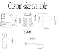 Serrure à crochet anti-effraction pour porte coulissante, armoire, casier, boîte aux lettres, boîte à outils, corps long, rotation à 90 degrés