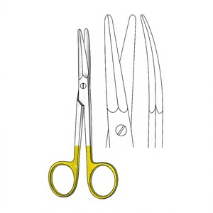 Aufricht <b>Scissor</b> 14 cm / 5-1/2 Inch <b>Curved</b> TC Gold Surgical <b>Scissors</b> Premium Stainless Steel Precision Cutting Instrument - Product Image 1