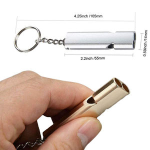 Sifflet de survie portable double tube en acier inoxydable avec porte-clés pour la navigation et le camping - Vente en gros - Product Image 2